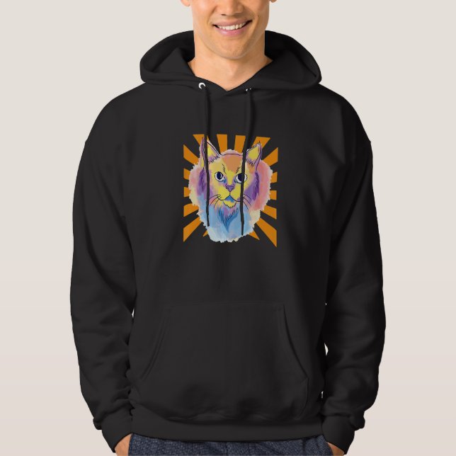 Vattenfärgat katt hoodie (Framsida)
