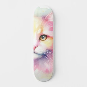Vattenfärgat katt mini skateboard bräda 18,5 cm