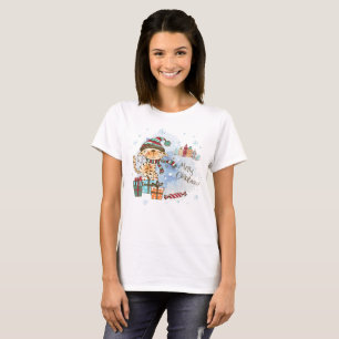 Vattenfärgat katt på Presenter jul T Shirt