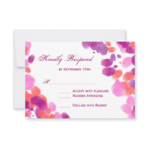 Vattenfärgat Lila Rosa Coral Bröllop OSA Cards