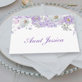 Vattenfärgat Lilac Flowers Flat Place Card