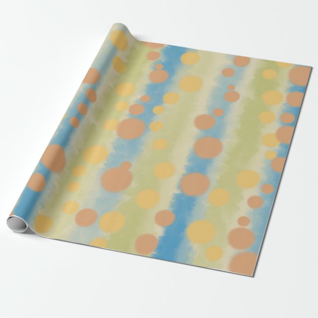 Vattenfärgat Lodrät med stripe Polka dots Presentpapper (Utrullad)