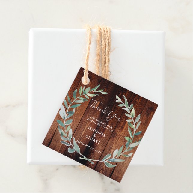 Vattenfärgat löv Bröllop Tack Gåvor Etiketter (På plats)