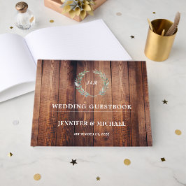 Vattenfärgat löv på rostfritt barrträ Bröllop Gästböcker