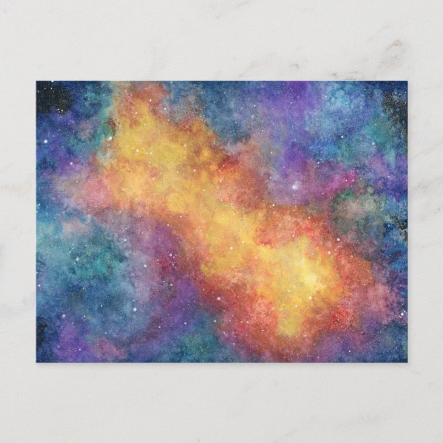 Vattenfärgat nebula-vykort vykort (Framsida)