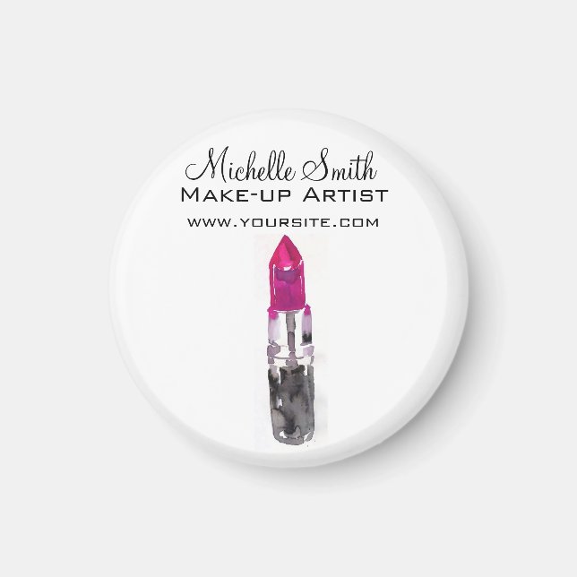Vattenfärgat rosa lipstick makeup-varumärke magnet (Framsidan)