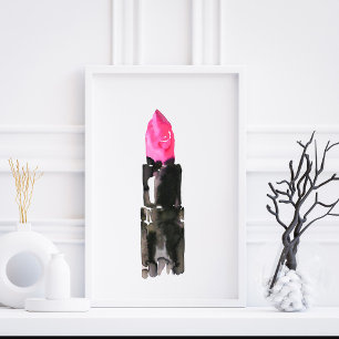 Vattenfärgat rosa lipstick makeup-varumärke poster