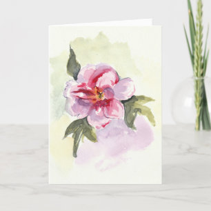 Vattenfärgat Rosa Peony Flower Greeting Card Tack Kort