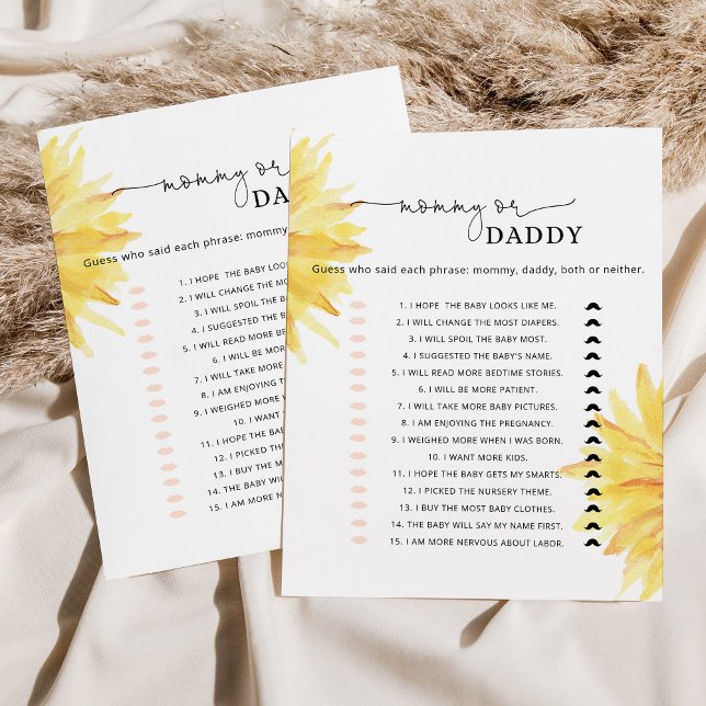 Vattenfärgat solrosspel mamma eller baby pappa-spe (Skapare uppladdad)