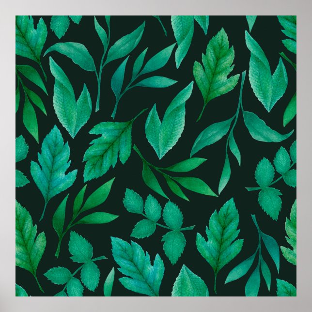 Vattenfärgat sömlöst mönster med handmålat blått poster (Framsidan)