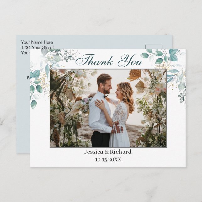 Vattenfärgat Tack-PHOTO-vykort Vykort (Fram/baksida)