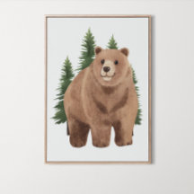 Vattenfärgat trädsdjur (Bear Nursery Decor)