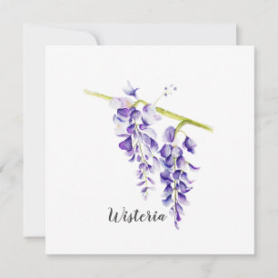Vattenfärgat Wisteria botaniskt hälsningskort