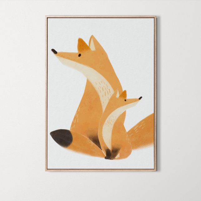 Vattenfärgat Woodland Family Fox Rumsdekan Poster (Watercolor Woodland Family Fox Room Decor, family animal, animal prints, wildlife, )