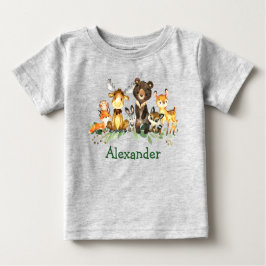 Vattenfärgat Woodland Forest Animals Grått T Shirt
