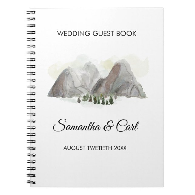 Vattenfärgberg som gifta sig guestbook anteckningsbok (Framsidan)