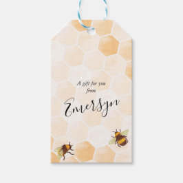 Vattenfärgbi Presentetikett