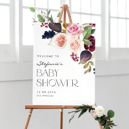 Vattenfärgbilder och berry Fall Blommigt Baby Show Poster