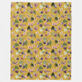 Vattenfärgbilder på Mustard Gult Blanket Fleecefilt