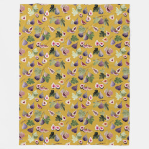 Vattenfärgbilder på Mustard Gult Blanket Fleecefilt