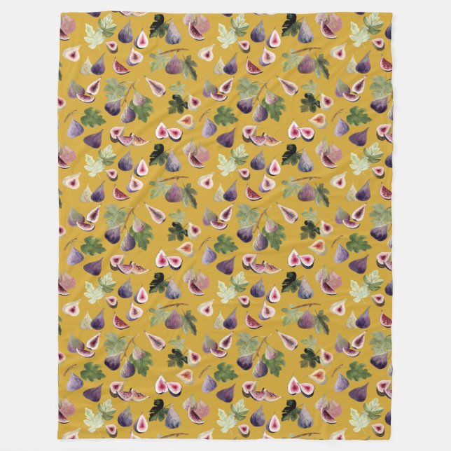 Vattenfärgbilder på Mustard Gult Blanket Fleecefilt (Framsidan)