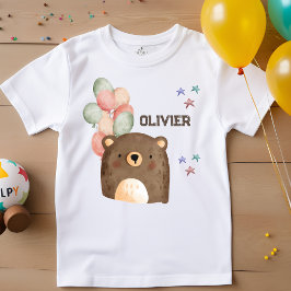 Vattenfärgbjörn med ballonger Barn T-shirt