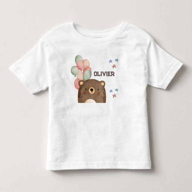 vattenfärgbjörn med ballonger Småbarn T-shirt (Framsida)