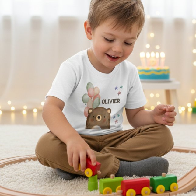 vattenfärgbjörn med ballonger Småbarn T-shirt (Skapare uppladdad)