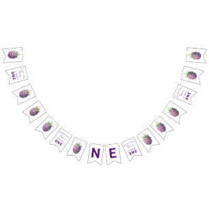 Vattenfärgbjörnbär 1 år party vimplar