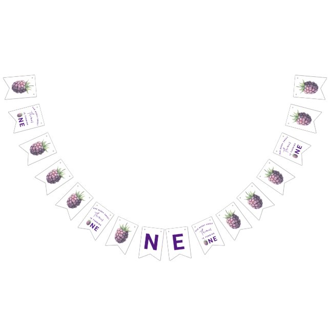 Vattenfärgbjörnbär 1 år party vimplar (Alla)