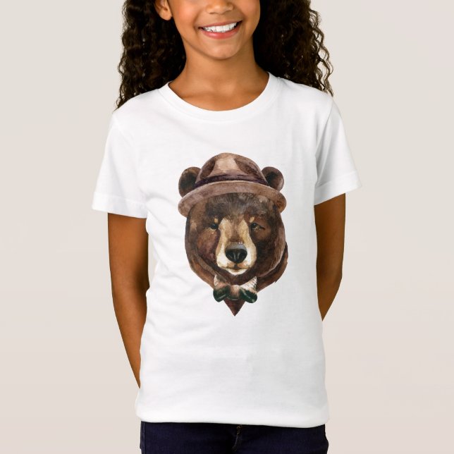 Vattenfärgbjörnmode T Shirt (Framsida)