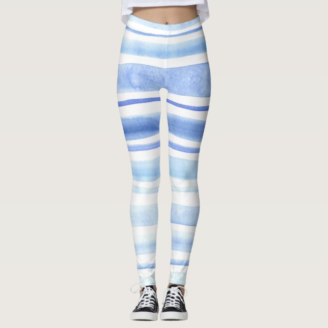 Vattenfärgblå Leggings (Framsida)