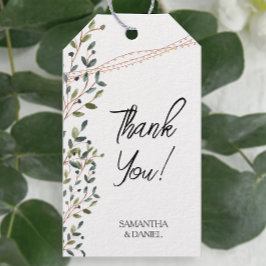 Vattenfärgblad Bröllop Presentetikett