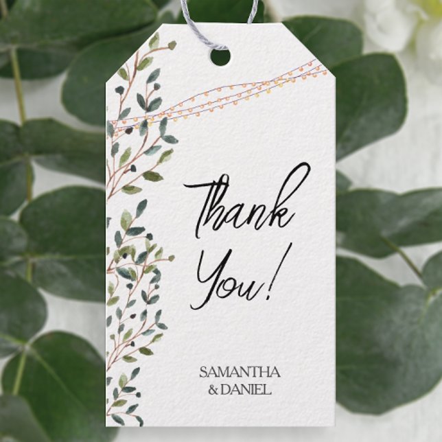 Vattenfärgblad Bröllop Presentetikett (Easily personalize these pretty botanical favor tags with just a few clicks.)