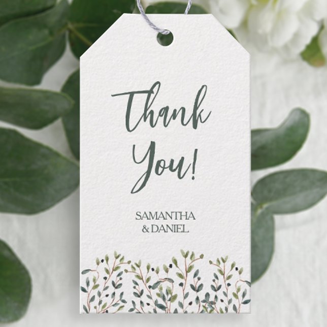 Vattenfärgblad Bröllop Presentetikett (Easily personalize these pretty botanical favor tags with just a few clicks.)