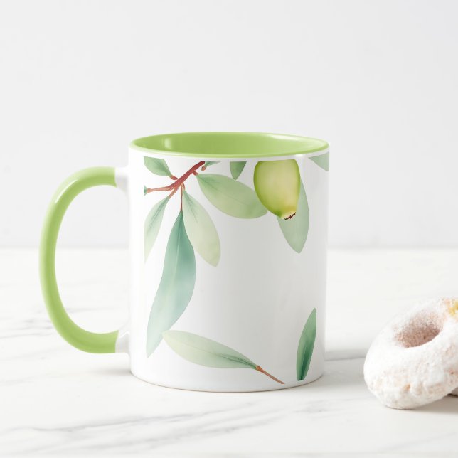 Vattenfärgblad Mugg – Mjuk Botanisk Design (Med munk)