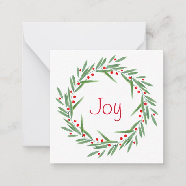 Vattenfärgblad och bärkrans anteckningskort (Framsida)