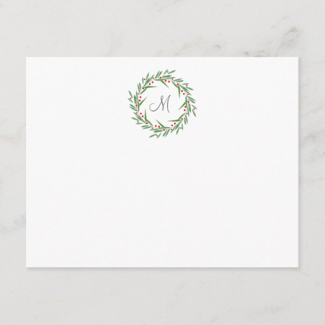 Vattenfärgblad och bärkrans anteckningskort (Framsida)