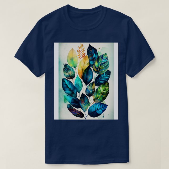 Vattenfärgbladsmönster T Shirt (Design framsida)