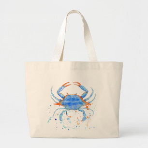 Vattenfärgblåttkrabban målar splatteren jumbo tygkasse