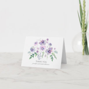 Vattenfärgblåttlila blommor som gifta sig tack kort