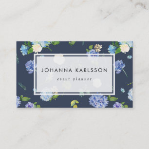 Vattenfärgblåttvanlig hortensia och pioner visitkort