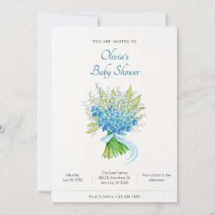 Vattenfärgblombuquet babydusch inbjudningar
