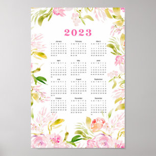 Vattenfärgblomma 2023-kalender poster