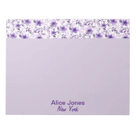 Vattenfärgblomma i mönster i lavender anteckningsblock