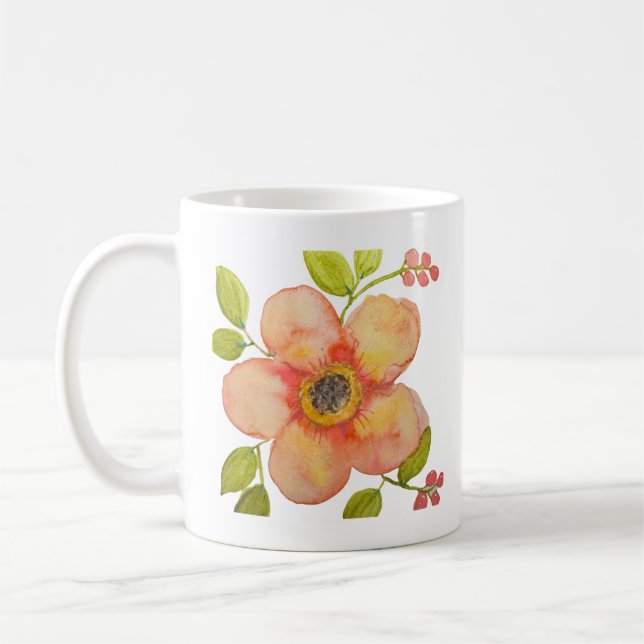 Vattenfärgblomma Kaffemugg (Vänster)