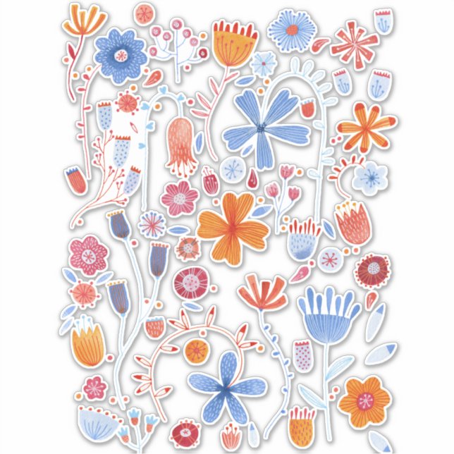 Vattenfärgblomma Klistermärken (Framsida)