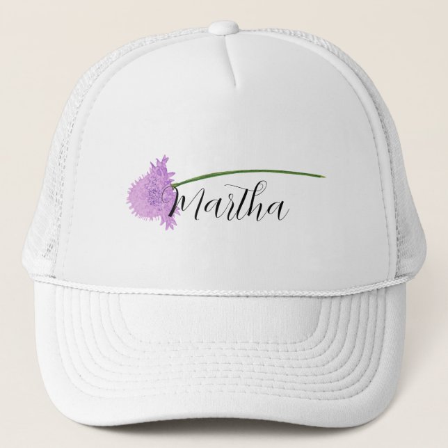 Vattenfärgblomma med ditt namn Truckerkeps (Framsida)