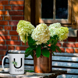 Vattenfärgblomma, monogram pension kaffe mugg