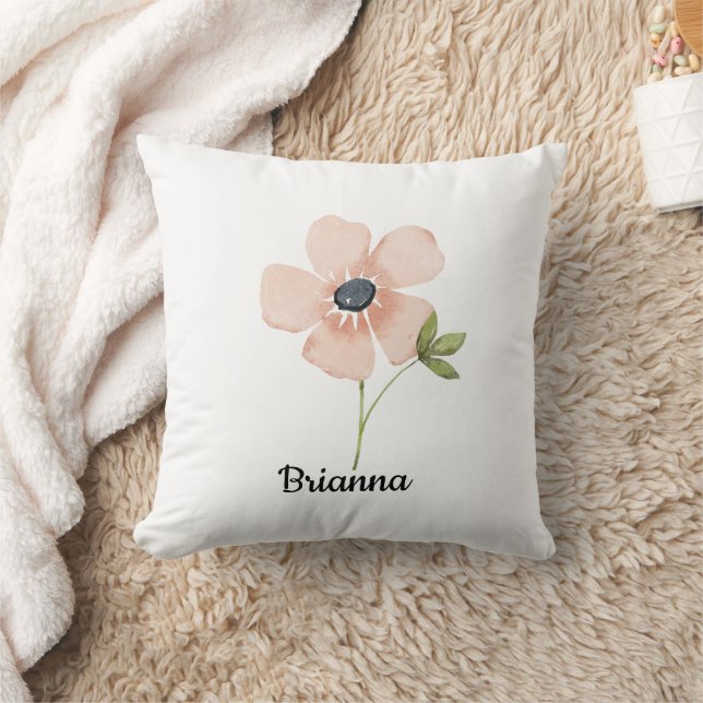Vattenfärgblomma Namn i Rodnad Kudde (Filt)